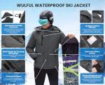 WULFUL Men's Waterproof Ski Jacket with Hood