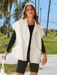 Women's Oversized Sherpa Fleece Vest with Pockets
