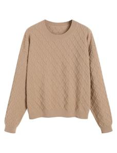 ZAFUL Women's Oversized Cable Knit Crewneck Sweater