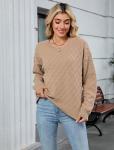 ZAFUL Women's Oversized Cable Knit Crewneck Sweater