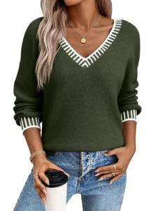 Dokotoo Women’s V Neck Oversized Fall Sweater