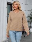 ZAFUL Women's Oversized Cable Knit Crewneck Sweater
