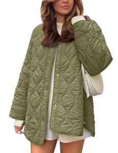 Flygo Women's Oversized Lightweight Quilted Jacket - Green