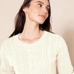 Women's Cable Knit Crewneck Sweater - Cream