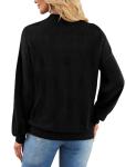Trendy Black Turtleneck Chunky Sweater for Women