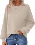 Zeagoo Women's Oversized Cream Knit Sweater