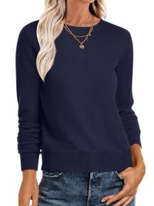 ANRABESS Women’s Lightweight Crewneck Sweater in Navy