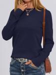 ANRABESS Women’s Lightweight Crewneck Sweater in Navy