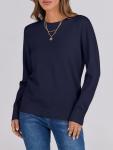 ANRABESS Women’s Lightweight Crewneck Sweater in Navy