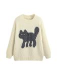 CIDER Women's Fun Cat Graphic Sweater, Beige