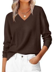 Womens Casual V Neck Long Sleeve Sweater