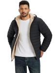 Men's Black Sherpa-Lined Puffer Jacket