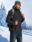 Men's Black Sherpa-Lined Puffer Jacket
