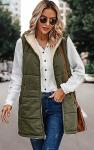 ECOWISH Women's Reversible Long Puffer Vest