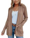 Womens Long Sleeve Open Front Cardigan with Pockets