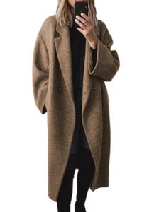 Chouyatou Women’s Brown Double Breasted Wool Coat