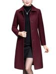 Jenkoon Women's Thick Winter Trench Coat - Wine