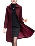 Jenkoon Women's Thick Winter Trench Coat - Wine