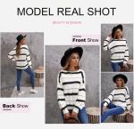 Dokotoo Women's Striped Long Sleeve Pullover Sweater