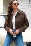 Women's Faux Suede Cropped Jacket for Fall