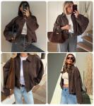 Women's Faux Suede Cropped Jacket for Fall