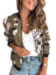 Lightweight Camouflage Zip-Up Bomber Jacket for Women