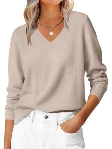 ANRABESS Women's V Neck Long Sleeve Sweater