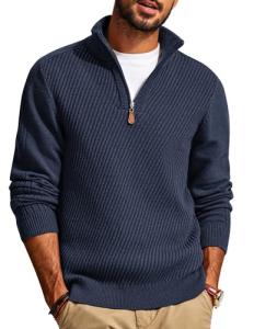PJ PAUL JONES Men's Quarter Zip Pullover Sweater