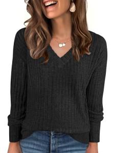 ANRABESS Women’s V-Neck Long Sleeve Fall Top