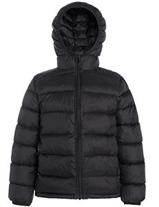 Kids Lightweight Hooded Puffer Jacket - Black