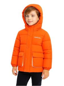 HILEELANG Boys Lightweight Hooded Puffer Jacket, Orange