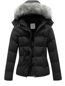 GGleaf Women's Quilted Winter Puffer Jacket Black