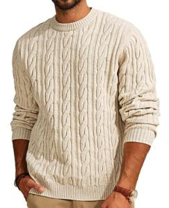 PJ Paul Jones Men's Cable Knit Crewneck Sweater