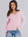 ANRABESS Women’s Fitted V Neck Knit Sweater