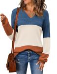 Zeagoo Women's Fall Lightweight V-Neck Knit Sweater
