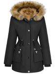 Wiepux Women’s Black Winter Puffer Coat 2025