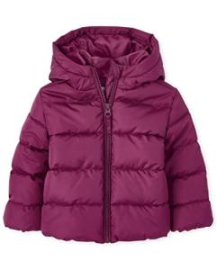 Toddler Girls' Purple Rose Puffer Jacket, 5T