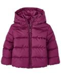 Toddler Girls' Purple Rose Puffer Jacket, 5T