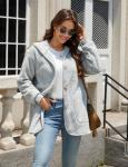 Warm Fleece Hooded Jacket for Women in Grey