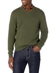 Men's V-Neck Pullover Sweater in Olive Heather