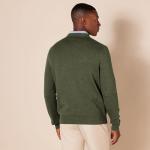 Men's V-Neck Pullover Sweater in Olive Heather