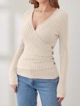 ANRABESS Women's V Neck Ribbed Knit Top
