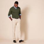 Men's V-Neck Pullover Sweater in Olive Heather