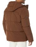 Men's Hooded Mid-Length Puffer Coat - Deep Brown