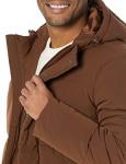 Men's Hooded Mid-Length Puffer Coat - Deep Brown
