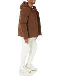 Men's Hooded Mid-Length Puffer Coat - Deep Brown