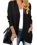 ZESICA Women's Lightweight Black Open Front Cardigan