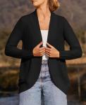 ZESICA Women's Lightweight Black Open Front Cardigan