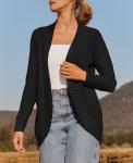 ZESICA Women's Lightweight Black Open Front Cardigan