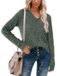 Sampeel Women's Long Sleeve V-Neck Fall Top